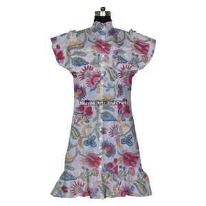 Cotton Block Print <b>Short</b> Sleeveless <b>Top</b> <b>Tunic</b> Vintage Style Summer Tank <b>Top</b> For Women And Girls <b>Short</b> Length Smock Casual Wear - Product Image 2