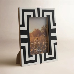 Modern <b>Black</b> White Geometric Rectangle Photo <b>Frame</b> 4x6 In Horizontal Design For Table Display For Living Room - Product Image 4
