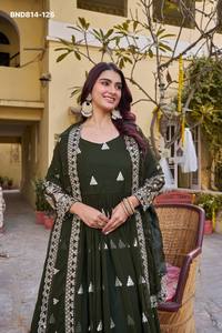 Último diseño de vestido y conjunto de dupatta de georgette sintético pesado con bordado de lentejuelas de 7 mm, proveedor de Surat, ropa étnica. - Product Image 5