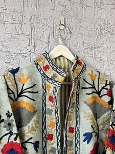 Luxury Handcrafted Embroidered Quilted Jacket for Women Boho Style with Multicolor <b>Floral</b> Embroidery 100% Cotton Eco-Friendly - Product Image 3