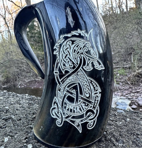 Jarra de cerveza estilo vikingo hecha a mano de Real Horn Custom Logo Option Man Cave Gift Idea - Product Image 5