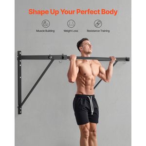 Barra per trazioni a parete da 50 cm di larghezza, in acciaio resistente, profondità regolabile 22-30 pollici, per allenamento parte superiore del corpo, con funzione orizzontale - Product Image 3