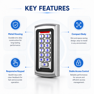 Sistema <span class=keywords><strong>di</strong></span> Controllo Accessi Autonomo IP68 Impermeabile 125KHz con Tastiera e Lettore Schede EM, <span class=keywords><strong>Controller</strong></span> <span class=keywords><strong>di</strong></span> Sicurezza in Metallo per Ingresso Porta - Product Image 5