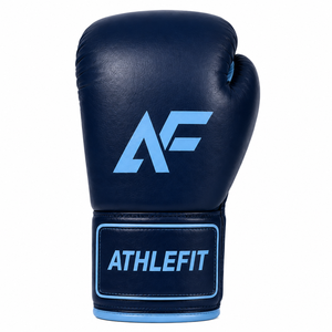 ถุงมือชกมวยหนัง Athlefit แบบผูกเชือก สีน้ำเงิน พร้อมโลโก้ AF สำหรับผู้ใหญ่ รับทำโลโก้ตามสั่ง - Product Image 3