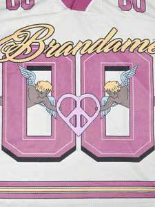 Jersey Corto de Malla Oversize Personalizado para Mujer, Estilo Y2K Streetwear con Estampado Gráfico de Números, Cuello en V, Venta al por Mayor, Proveedor a Granel 2026 - Product Image 5