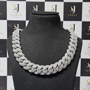 925 Sterling Silver <b>Iced</b> <b>Out</b> Cuban Link <b>Chain</b> VVS Moissanite Baguette Round Cut Hip Hop Necklace for Men - Product Image 1