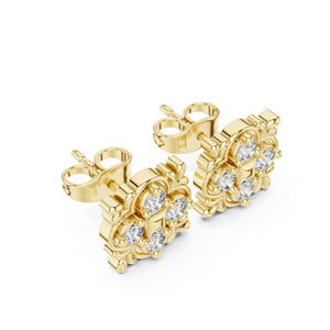 Boucles d'oreilles de fiançailles en or rose 14 carats avec diamant rond cultivé en laboratoire pour femmes |   Nouveau diamant cultivé - Product Image 5