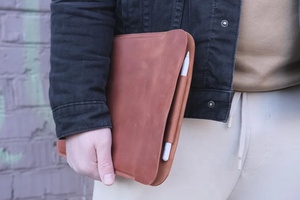 เคสใส่แล็ปท็อปหนังแท้ปรับแต่งเองและทำจากสักหลาดทำด้วยมือพกพาง่ายสำหรับการใช้งานในสำนักงานทุกวัน - Product Image 5