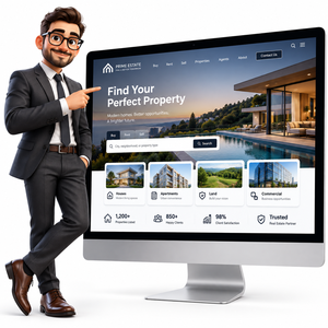 Conception de site web immobilier pour les sociétés immobilières avec génération de prospects, gagner la confiance des acheteurs et structure prête à l'emploi de l'IA pour la croissance numérique - Product Image 1