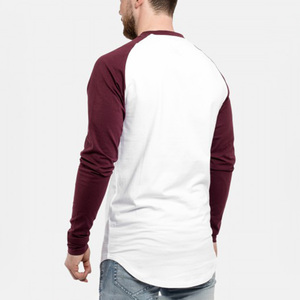 Men's Long Sleeve O-Neck Raglan <b>T</b>-<b>Shirt</b> <b>White</b> Maroon Contrast Cotton Bamboo Fiber Breathable Casual Solid Color Front Logo - Product Image 6