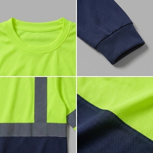 เสื้อเชิ้ตทำงานแขนยาวผู้ชายแบบสะท้อนแสง วัสดุโพลีเอสเตอร์ สีเขียวและสีน้ำเงินกรมท่า - Product Image 5