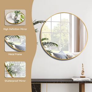 Specchio da Parete Rotondo Dorato da 24 Pollici con Cornice in Metallo, Specchio Circolare per Bagno e Decorazione Murale - Product Image 5