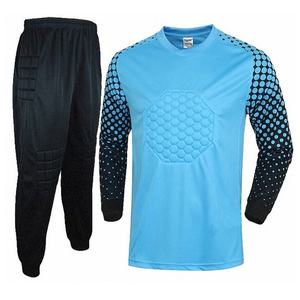 Custom Soccer Goalkeeper Kit Long Sleeve V-<b>neck</b> Moisture-Wicking Jersey Set <b>Padded</b> Polyester Elastic Waist Football Uniform - Product Image 1