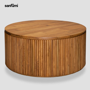 Mesa de centro de madera redonda convertible moderna, muebles de sala de estar para interiores y exteriores, precio de fábrica directo, muebles para el hogar - Product Image 6