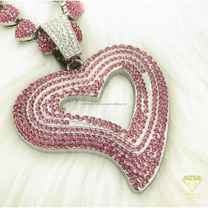 Colgante de Corazón de Piedra Rosa con Diamante Moissanita, Plata de Ley 925, Collar Personalizado con Incrustaciones de Diamantes - Product Image 2