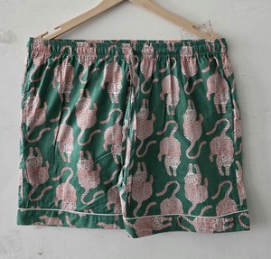 Pantalones Cortos de Algodón Ecológico Tejidos a Mano con Diseño Floral Azul Marino para Hombre y Mujer, Estampado Flocado Premium, Ropa de Verano Unisex - Product Image 6