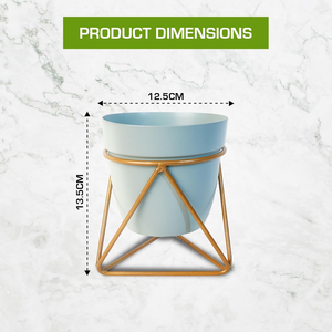Maceta Metálica Azul Claro con Soporte de Hierro, Elegante Porta Macetas Elevado para Decoración de Jardín Interior Contemporáneo y Moderno - Product Image 2