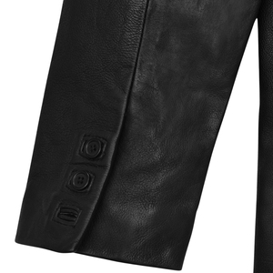 Blazer en cuir véritable noir pour homme Leather Cult, veste décontractée élégante à simple boutonnage - Product Image 4