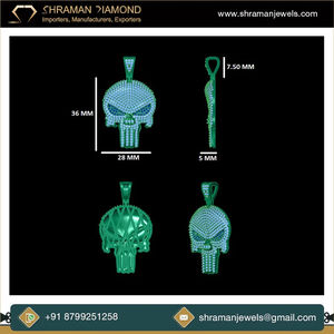 Collar con Colgante de Calavera Punisher de Plata 925 con Diamantes de Imitación y Moissanita, Estilo Hip Hop, Personalizado, de SHRAMAN DIAMOND, para Halloween - Product Image 5