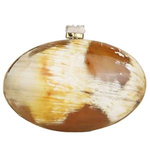 กระเป๋าคลัทช์ทรงวงรีลายคาราเมลธรรมชาติ พร้อมหัวจับคริสตัลดิบ กรอบสีทอง หรูหรา โดดเด่น เหมาะสำหรับขายส่งและรับผลิตแบบ OEM - Product Image 1