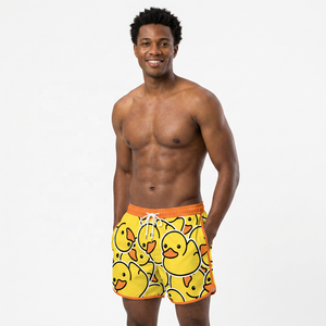<b>Men's</b> Cartoon Print Quick Dry Board <b>Shorts</b> with Drawstring <b>Orange</b> Casual Swimwear - Product Image 5