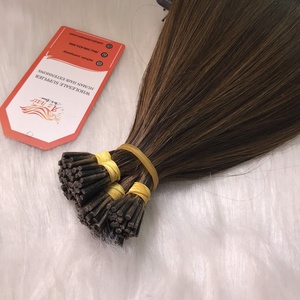 100% Remy Virgin Extensiones de queratina vietnamita I-Tip Natural Straight Highlight Color 12A Grade Machine Extensiones de trama Doble - Product Image 4