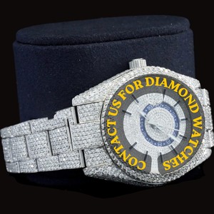 Fully Iced White Gold Moissanite Diamond Chronograph Dial With Classic Features Trendy Unisex Branded Collection Fashion Watch - Product Image 3