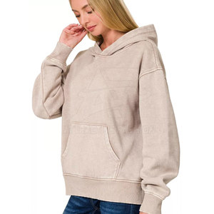Sudadera con Capucha para Mujer, Estilo Lavado Ácido, Mezcla de Algodón Suave, Diseño Moderno para Uso Diario - Product Image 5