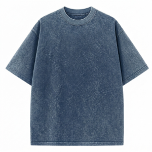 Camiseta de punto para hombre con lavado ácido, estilo hip hop, 100% algodón, oversize, vintage, con logo personalizado, streetwear de alta calidad - Product Image 1