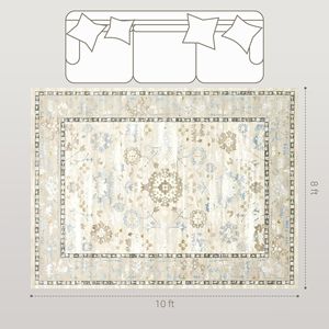 Tappeto Boho per Interni a Pelo Medio Lavabile in Lavatrice 8x10 per Soggiorno Camera da Letto Sala da Pranzo Cucina - Blu - Product Image 3