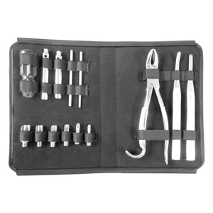 Kit d'instruments dentaires équins Burgess Wolf Tooth Elevator 14 pièces en acier inoxydable avec étui à fermeture éclair - Product Image 1