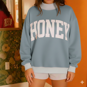 Suéter Largo de Punto para Mujer, Cómodo, Oversize, Cuello Alto Simulado, Estilo Casual de Invierno, Ajuste Holgado, Moda Urbana para Uso Diario, con Logo Frontal - Product Image 1