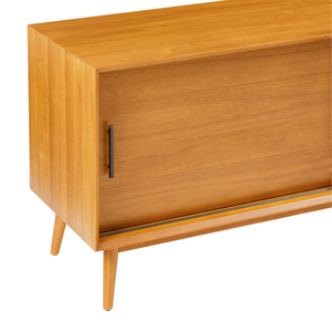 Modern <b>Wooden</b> TV Console <b>Cabinet</b> with Sliding Doors and Tapered Legs for Living Room Furniture - Product Image 5