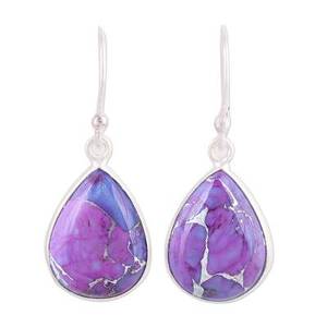 Boucles d'oreilles pendantes en argent sterling 925 avec lapis-lazuli en forme de poire serti clos, pierre précieuse naturelle, vente en gros - Product Image 2