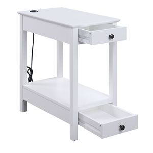 Consolle USB Bianca con Vano Portaoggetti, Elemento Decorativo - Product Image 4