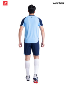 Conjunto de Camiseta de Fútbol para Hombre WOLVES, Cuello en V, Manga Corta, Degradado Azul Blanco, Poliéster que Absorbe la Humedad, Uniforme para Adultos, Todas las Temporadas - Product Image 6