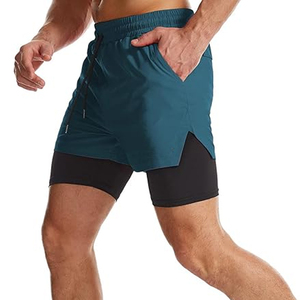 Pantalones Cortos Deportivos para Hombre 2 en 1 con Forro de Compresión, Pantalones Cortos para Correr y Hacer Ejercicio de Secado Rápido, Personalización de Marca, OEM al por Mayor - Product Image 6