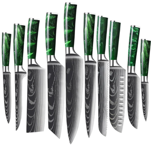 LEGACY BLADES Professional Damascus Chef <b>Knife</b> <b>Set</b> 10-Piece Resin Handle Handmade Razor <b>Sharp</b> Ambidextrous Sustainable <b>Knives</b> - Product Image 1