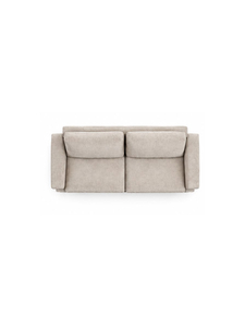 Canapé d'extérieur minimaliste deux places avec coussins en tissu beige et base en bois pour jardin, terrasse ou usage extérieur - Product Image 2