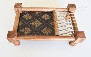 Plato de Servir de Madera de Lujo en Forma de Charpai, Personalizable con Diseño de Frutas, Vajilla para Hoteles - Product Image 2