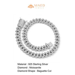 สร้อยคอเงินแท้ 925 ประดับมอสซาไนต์ ดีไซน์แบบ Cuban Link  เครื่องประดับแฟชั่นสำหรับผู้หญิงและผู้ชาย  สไตล์นิวยอร์ก  งานละเอียด  ทันสมัย  สินค้านำเข้าจากสหรัฐอเมริกา - Product Image 6