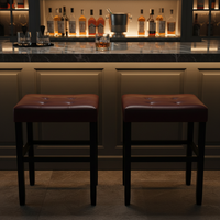 Tabouret de bar moderne en cuir PU sans dossier, tabouret de comptoir rembourré pour cuisine