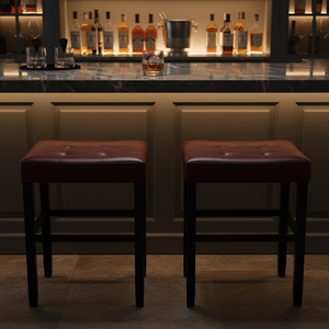 Tabouret de bar moderne en cuir PU sans dossier, tabouret de comptoir rembourré pour cuisine - Product Image 3