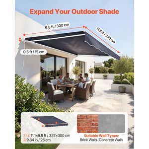 Tenda da Sole Retrattile per Esterni 3,5m x 3m, Resistente all'Acqua, in Materiale PC - Product Image 2