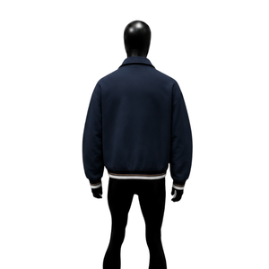 Blouson Bomber Bleu Marine Premium pour Homme – Style Décontracté Quotidien, Fermeture Éclair Avant, Col Rabattable, Couleur Unie, Polyester, Coupe Classique - Product Image 2