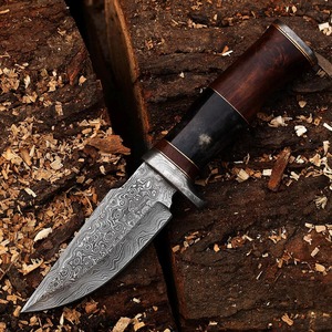 Custom Handmade Damascus Steel Full Tang Skinner Hunting <b>Knife</b> Outdoor Multifunction <b>Knife</b> With Rosewood & <b>Bone</b> <b>Handle</b> - Product Image 1