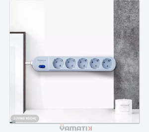 Enchufe con 5 Tomas y Cable de Extensión de 2m, Proveedor de Fábrica, 16A, Tipo Europeo, Obturador de Seguridad, Material FR-PP, VEGA-105W, para Hogar y Oficina - Product Image 1