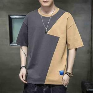 Camisetas de Manga Corta para Hombre, 100% Algodón, Diseño con Paneles, Transpirables, Ecológicas, Corte Holgado - Product Image 1