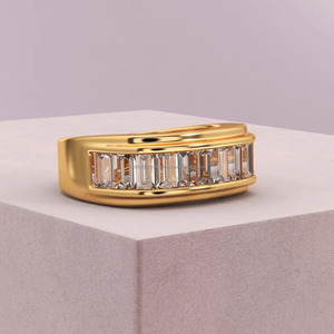 Bague de mariage éternelle en moissanite taille baguette style hip-hop pour homme, luxueuse et entièrement sertie de diamants, cadeau d'anniversaire pour lui - Product Image 2