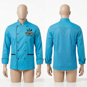 ชุดเชฟชาย ผ้าโพลีคอตตอนทวิล 240 GSM สีเหลือง เสื้อคลุมครัวแบบกระดุมสองแถว สกรีนพิมพ์ลายปักโลโก้ตามสั่ง - Product Image 6